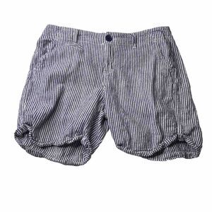 Maurices Shorts Mid Rise Linen Blend Blue White Striped 5" Inseam Size 5/6 Reg